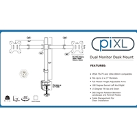 piXL Desk-Mounted Fully-Adjustable Dual Monitor Arm for Screens Up To 27 inch with VESA Mount & Built-In Cable Management - Image 3