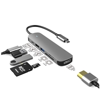 Prevo C605A 6-In-1 USB-C 4K Media and Data Transfer Hub Docking Station with 60W Passthrough, USB-C, HDMI, SD, USB-A for PC, Laptop, Tablet - Windows and Mac iOS Compatible - Image 3