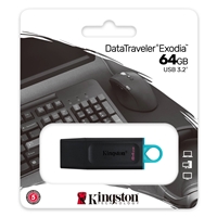 Kingston DataTraveler Exodia 64GB USB 3.2 Black with Cyan loop USB Flash Drive - Image 3