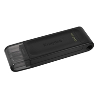 Kingston DT70/64GB DataTraveler 64GB USB Flash Drive, USB 3.2, USB-C, Gen1, 80MB/s, Clear Cap, Black, Retail. - Image 2