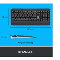 Logitech MK540 Advanced Wireless Keyboard and Mouse Combo for Windows, 2.4 GHz Unifying USB-Receiver, Multimedia Hotkeys, 3-Year Battery Life, for PC, Laptop, QWERTY UK Layout, Black - Image 5