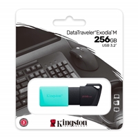 Kingston DataTraveler ExodiaM DTXM/256GB USB Flash Drive, 256GB, USB 3.2, Turquoise / Black, Moving Cap Design - Image 3