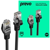 Prevo CAT6-BLK-5M Network Cable, RJ45 (M) to RJ45 (M), CAT6, 5m, Black, Oxygen Free Copper Core, Sturdy PVC Outer Sleeve & Clip Protector, Retail Box Packaging - Image 2