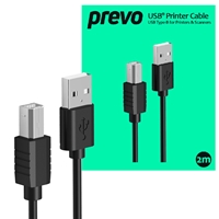 Prevo USBA-USBB-2M USB Printer Cable, USB 2.0 Type-A (M) to USB 2.0 Type-B (M), 2m, Black, 480Mbps Transmission Rate, Suitable for Printers & Scanners, Retail Box Packaging - Image 2