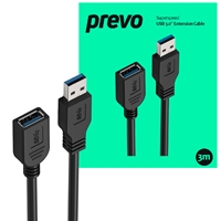 Prevo USBM-USBF-3M USB 3.0 Extension Cable, USB 3.0 Type-A (M) to USB Type-A (F), 3m, Black, Up to 5Gbps Transmission Rate, Retail Box Packaging - Image 2