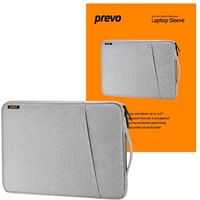 Prevo 15.6 Inch Laptop Sleeve, Side Pocket, Cushioned Lining, Light Grey - Image 2
