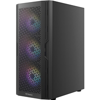Antec AX20 Case, Black, Mid Tower, 1 x USB 3.0 / 2 x USB 2.0, Tempered Glass Side Window Panel, Slanted Bar & Mesh Design for Massive Airflow, 3 x Pre-Installed RGB LED Fans, ATX, Micro ATX, Mini-ITX Compatible - Image 5