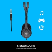Logitech H111 Wired Headset, Stereo Sound, 3.5mm Audio Jack, Noise-Cancelling Microphone, Black - Image 3