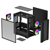 DeepCool CC360 ARGB, Black, Mini Tower Chassis w/ Tempered Glass Window, 3x 120mm ARGB Fans, USB 3.0, mATX/mITX - Image 6