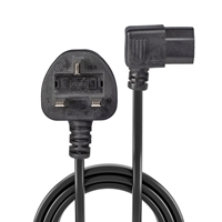 Lindy 30446 1m UK 3 Pin Plug To Right Angle IEC C13 (Kettle) 5 Amp Fuse Mains Extension Cable - Black - Image 2