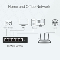 TP-Link LiteWave LS105G 5-Port 10/100/1000Mbps Metal Gigabit Desktop Network Switch - Image 4