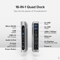 Plugable TBT4-UDZ ThunderBolt 4 Quad Monitor 100W USB-C PD 2.5GbE Docking Station - Image 2