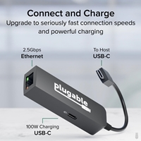 Plugable USBC-E2500PD USB-C to 2.5GbE Gigabit Ethernet Adapter with USB-C PD Charging - Image 2