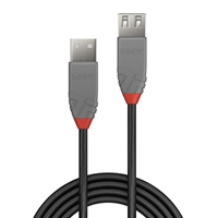 Lindy 36701 0.5m USB-A (M) 2.0 To USB-A (F) 2.0 Anthra Line 480Mbps Extension Cable - Black - Image 2