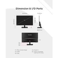 Viewsonic VA270-H 27-Inch Full HD IPS Monitor, 1920x1080 resolution, 100Hz, Freesync, HDMI, VGA, 1ms, VESA - Image 3