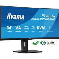 iiyama ProLite Curved Monitor XCB3497WQSNP-B1 34" VA Ultra-Wide Screen with KVM Switch, LAN, USB-C Dock, 0.4ms, 120Hz, HDMI, DisplayPort, Speakers, Height Adjustment - Image 4