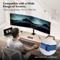VonHaus Dual Monitor Stand for 13-32 Inch Screens, Twin Monitor Mount with Desk Clamp, Height Adjustable, Easy Assemble Stand with Full Tilt, Rotation & Swivel Arms, VESA 75x75 & 100x100mm - Image 3