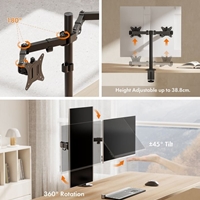 VonHaus Dual Monitor Stand for 13-32 Inch Screens, Twin Monitor Mount with Desk Clamp, Height Adjustable, Easy Assemble Stand with Full Tilt, Rotation & Swivel Arms, VESA 75x75 & 100x100mm - Image 4
