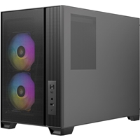 Antec FLUX M Mini Tower Gaming Case, 1 x USB Type-C / 1 x USB 3.0, Tempered Glass Side Window Panel, Vertical Airflow Design, 3 x Pre-Installed RGB LED Fans & 3 PWM Reverse Fans, Micro-ATX, ITX Compatible - Image 5
