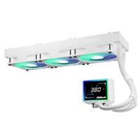 ASRock Challenger 360 Digital White AIO Liquid CPU Cooler, 360mm Radiator, Triple 120mm PWM ARGB Fans, 3? Digital Display, Intel LGA1700/1851 & AMD AM5/AM4 Compatible - Image 4