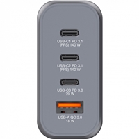 Verbatim GNC-140 GaN Charger 140W with 2 x USB-C PD 140W / 1 x USB-C PD 20W / 1 x USB-A QC 3.0 (EU/UK/US) - Image 2