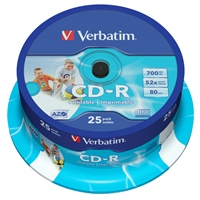 Verbatim CD-R Wide Inkjet Printable ID Branded 25 Pack Spindle AZO 700MB 52X - Image 2