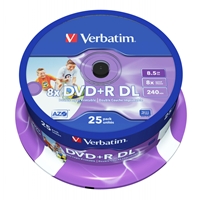 Verbatim DVD+R Double Layer 8.5GB 8X Wide Printable 25 Pack Spindle No ID - Image 2