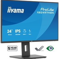 iiyama XB2497HSN-B1 24" IPS LCD USB-C Dock Display with 65W Charging, 4ms (1ms MPRT, Full HD 1920x1080, 350 cd/m2 Brightness, RJ45, 1x HDMI,1 x DisplayPort In, 1 x DP-OUT(MST), USB Hub 2x USB 3.0 + 2x USB-C (7.5W), 2W Speakers, Height Adjustable Stand, TU - Image 2