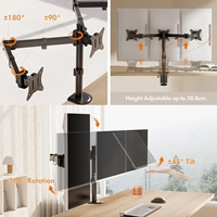VonHaus Triple Monitor Stand for 17-27" Screens, Three Screen Monitor Mount with Desk Clamp, Height Adjustable, Easy Assemble Stand with Full Tilt, Rotation & Swivel Arms, VESA 75x75 & 100x100mm - Image 3