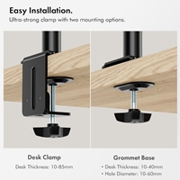 VonHaus Triple Monitor Stand for 17-27" Screens, Three Screen Monitor Mount with Desk Clamp, Height Adjustable, Easy Assemble Stand with Full Tilt, Rotation & Swivel Arms, VESA 75x75 & 100x100mm - Image 4