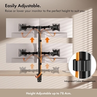 VonHaus Quad Monitor Stand for 13-32" Screens, Four Screen Monitor Desk Mount, Height Adjustable, Easy Assemble Stand with Full Tilt, Rotation & Swivel Arms, VESA 75x75 & 100x100mm - Image 6