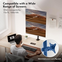 VonHaus Vertical Double Monitor Stand for 13-32" Screens, Twin Monitor Mount with Clamp, Height Adjustable, Easy Assemble Stand with Full Tilt, Rotation & Swivel Arms, VESA 75x75 & 100x100mm - Image 2