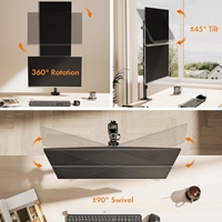 VonHaus Vertical Double Monitor Stand for 13-32" Screens, Twin Monitor Mount with Clamp, Height Adjustable, Easy Assemble Stand with Full Tilt, Rotation & Swivel Arms, VESA 75x75 & 100x100mm - Image 3
