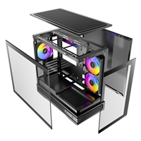 Antec Constellation C2M ARGB Micro-ATX PC Case, 270' Panoramic Tempered Glass, 240mm and 120mm ARGB PWM Fans, USB-C, 360mm Radiator Support, Black - Image 3
