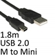 USB 2.0 A (M) to USB 2.0 Mini B (M) 1.8m Black OEM Data Cable