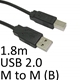 USB 2.0 A (M) to USB 2.0 B (M) 1.8m Black OEM Printer/Scanner Data Cable