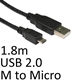 USB 2.0 A (M) to USB 2.0 Micro B (M) 1.8m Black OEM Data Cable