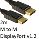 DisplayPort 1.2 (M) to DisplayPort 1.2 (M) 2m Black OEM Display Cable
