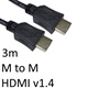 HDMI 1.4 (M) to HDMI 1.4 (M) 3m Black OEM Display Cable