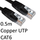 RJ45 (M) to RJ45 (M) CAT6 0.5m Black OEM Moulded Boot Copper UTP Network Cable