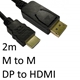 DisplayPort (M) to HDMI (M) 2m Black OEM Display Cable