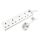 5m 4 Gang Surge Protected LED Indicator UK Mains Extension - White