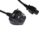 1.8m UK 3 Pin Plug To IEC C5 (Clover) 5 Amp Fuse Mains Extension Cable - Black