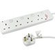 2m 4 Gang Surge Protected LED Indicator Individually Switched UK Mains Extension - White