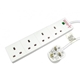 2m 4 Gang Surge Protected LED Indicator UK Mains Extension - White