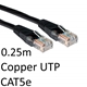 RJ45 (M) to RJ45 (M) CAT5e 0.25m Black OEM Moulded Boot Copper UTP Network Cable