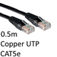 RJ45 (M) to RJ45 (M) CAT5e 0.5m Black OEM Moulded Boot Copper UTP Network Cable