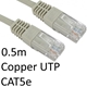 RJ45 (M) to RJ45 (M) CAT5e 0.5m Grey OEM Moulded Boot Copper UTP Network Cable