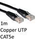 RJ45 (M) to RJ45 (M) CAT5e 1m Black OEM Moulded Boot Copper UTP Network Cable