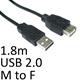 USB 2.0 A (M) to USB 2.0 A (F) 1.8m Black OEM Extension Data Cable